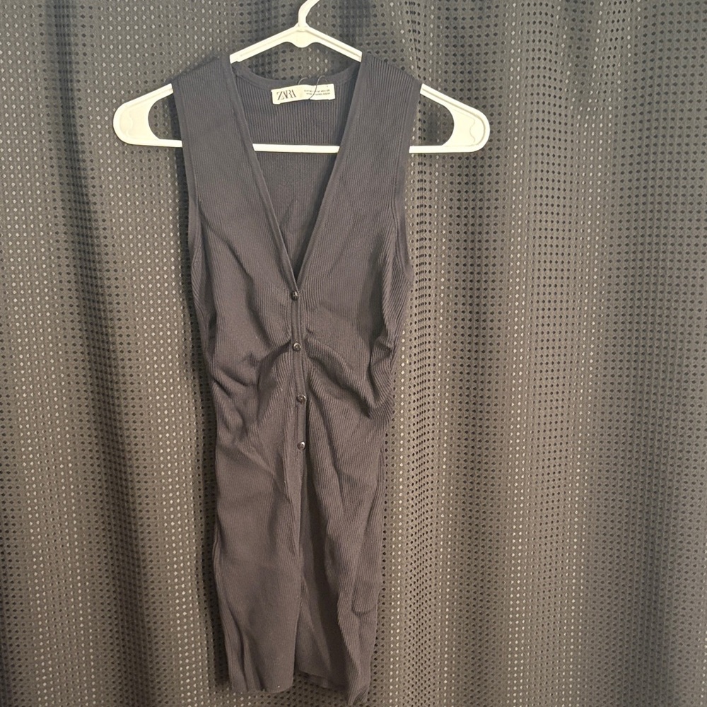 Zara Charcoal Button-Front Dress